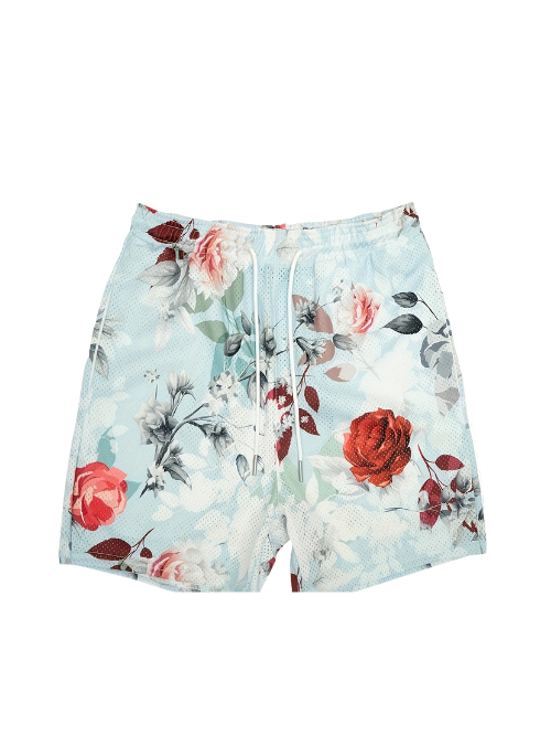 Short deportivo celeste con estampado floral
