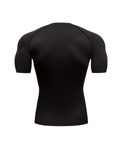 camiseta de compresión negra, vista trasera